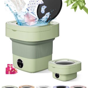 9L Portable Washing Machine, Mini Laundry Washer with 3 Kinds of Time Modes, for Underwear, Baby Clothes, Sock, Small Delicates. Foldable Washing Machine for Apartment, Home, Hotel, Camping, RV(Green)