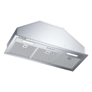 VIKIO HOME Range Hood Insert 30 Inch, Dual Inlet for 50% Better Suction, Includes 2 Charcoal Filters, 3-Speed Push Button Controls,5-Layer Aluminum Mesh Filter, Ducted/Ductless Kitchen Vent