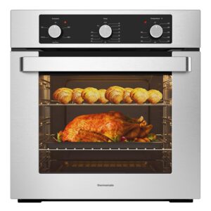 24" Single Wall Oven, ETL Certified, ThermoMate 2.79 Cu. Ft. Built-in Electric Oven with 5 Cooking Functions, Electric Wall Ovens with Stainless Steel Finish, Mechanical Knobs Control