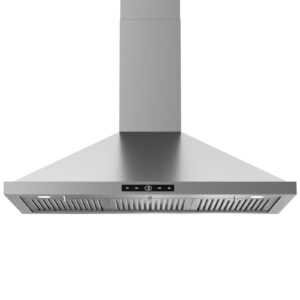 VIKIO HOME Wall Mount Range Hood 36inch, 580 CFM, Ducted/Ductless Convertible, Stainless Steel Kitchen Vent Hood with 3-Speed Fan and LED Lights