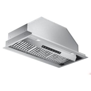 VIKIO HOME Range Hood Insert 42 Inch,Built-in Kitchen Hood with 980 CFM, Ducted/Ductless Convertible Duct,Stainless Steel Kitchen Vent Hood/Gesture/Touch Control, 3 Pcs Baffle Filters with Handlebar