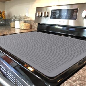 YUHFERA Stove Top Cover for Electric Stove - Silicone Stove Mat for Glass Top, Glass Cooktop Protector, XL Dish Drying Mats For Kitchen,Oven Covers for Electric Stove (Gray,30 x 21)