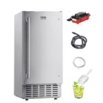 VEVOR Under Counter Ice Maker, 66 Lbs/Day Under Counter Nugget Ice Maker Machine with Drain Pump, Reversible Door, 18 Lbs Storage, Stainless Steel Freestanding Ice Maker for Commercial Home Kitchen