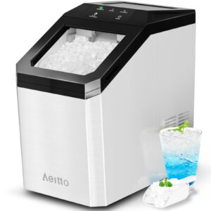 Aeitto Nugget Ice Maker Countertop, 55lbs/Day, Large Capacity Chewable Ice Maker, Rapid Ice Release in 5 Mins, Self-Cleaning with Stainless Steel Housing Ice Machine for Home Office and Party, White