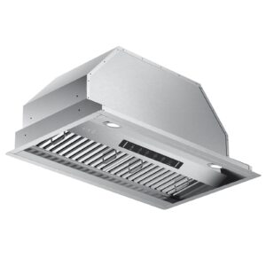 VIKIO HOME Range Hood Insert 30 Inch,Built-in Kitchen Hood with 980 CFM, Ducted/Ductless Convertible Duct,Stainless Steel Kitchen Vent Hood/Gesture/Touch Control, 2 Pcs Baffle Filters with Handlebar