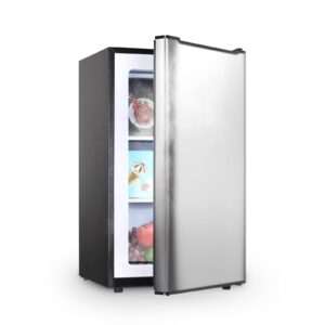 Upright Freezer 3.6 Cubic Feet, Mini Freezer with Removable Baskets, 3 Level Adjustable Temperature from -13°F to 23°F, Manual Defrosting, Reversible Stainless Steel Door, Suitable for Home, Silver