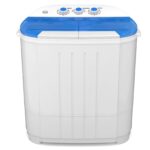 Zynkez Portable Washing Machine, 14Lbs Compact Twin Tub Laundry Washer, Semi-Automatic 9Lbs Washer and 5Lbs Spinner Combo for Apartments, Dorms, RVs, ZY1005, White, Blue