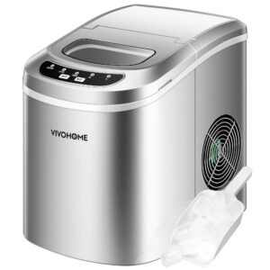 VIVOHOME Electric Portable Compact Countertop Automatic Ice Cube Maker Machine with Hand Scoop and Self Cleaning Function 26lbs/Day Silver
