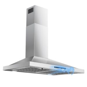 Zomagas Wall Mount Range Hood 30 inch, Ducted/Ductless Range Hood with Gesture Sensing & Touch Control, Kitchen Hood 30 inch 450CFM, Vent Hood w/Stainless Steel Baffle Filters, 3 Speed Fan