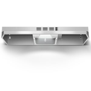 Zomagas Range Hood 36 inch Under Cabinet, Ducted/Ductless Kitchen Hood 280CFM, Stainless Steel Vent Hood with Rocker Button Control, Stove Hood with 2 Speeds Fan, Bright LED Light