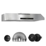 Under Cabinet Range Hood 30 inch, 600 CFM Vent Hood with 4-Speed Exhaust Fan, Stainless Range Hood with Gesture/Touch Control, Ducted/Ductless Convertible Hood Range 30 in Under Cabinet