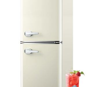 Anypro 3.8 Cu.Ft Retro Fridge with Bottom Freezer and Drawer, 2 Door Refrigerator with 7 Adjustable Temperature Settings for Bedroom, Dorm, Office, Apartment, Large Capacity, White