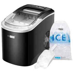 VIVOHOME Electric Portable Compact Countertop Automatic Ice Cube Maker Machine with Hand Scoop 10 Ice Bags and Self Cleaning Function 27lbs/Day Black