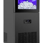Upgraded Commercial Ice Maker 130LBS/24H with 35LBS Storage Bin, 15" Wide Frosted Black Undercounter/Freestanding Ice Maker Machine for Home Bar Outdoor, 45PCS Ice Cubes Ice Machine, Self Cleaning