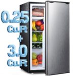 Anypro Fridge with Freezer 3.25 Cu.Ft Single Door Refrigerator with 7 Temperature Settings, Low Noise, Adjustable Glass Shelves and Drawer for Bedroom, Office, Dorm, Silver