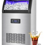 150 lbs/24h Commercial Ice Maker with 50 lbs Storage Bin | Stainless Steel Undercounter/Freestanding Ice Machine for Home Bar & Outdoor Use | 55 PCS Ice Cubes | Self-Cleaning Functionality