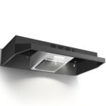 Zomagas 24 inch Range Hood Under Cabinet, Black Kitchen Hood 280CFM, Ducted/Ductless Vent Hood with Rocker Button Control, Stove Hood with 2 Speeds Fan, Bright LED Light