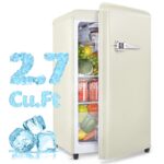 Anypro Fridge with Freezer, 2.7 Cu.Ft Retro Single Door Refrigerator with 5 Level Adjustable Thermostat and Removable Shelves, Low Noise for Dorm, Office, Bedroom, White