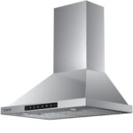 VIKIO HOME Wall Mount Range Hood 30 inch,Kitchen Vent Hoods 980 CFM Ducted/Ductless Range Hood,with Gesture Sensing & Touch Control Switch Panel, 3 Speed Exhaust Fan Permanent Filter