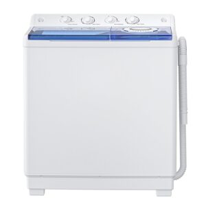 Zynkez Portable Washing Machine, 40Lbs Compact Washing machine, Twin Tub Laundry Washer Machine with Built-in Drain Pump, Semi-Automatic 24Lbs Washer and 16Lbs Spinner Combo for Apartments, Dorms, RVs