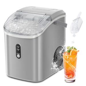 ZAFRO Portable Ice Maker Countertop with Handle,35.5Lbs/24H, 7 Mins Fast Ice Making, One-Click Operation, with Ice Basket/Ice Scoop, Grey