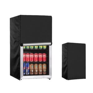 YZNKLXF Beverage refrigerator cover 20''L x 20''W x 34''H,Suitable for 3.2 cu ft Beverage fridge/Mini fridge, 600D Oxford Washable, Reusable, Front can be opened, Black