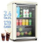 Anypro 3.4 Cu.Ft Beverage Refrigerator, Retro Fridge with Tempered Glass Door, Wine Drink Beer Fridge for Dorm, Office, Bedroom, Bar, 7 Temperatures, Adjustable Removable Shelves