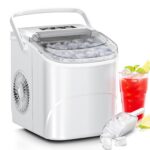 Antarctic Star Countertop Ice Maker,26Lbs/24H,9 Cubes in 6 Mins,Portable Ice Machine with Ice Scoop and Basket,2 Sizes of Bullet Ice Cube for Home Kitchen Office Bar Party, White