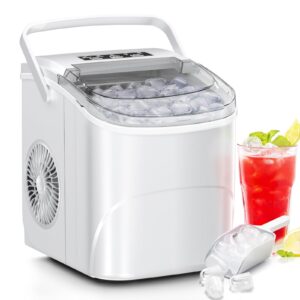 Antarctic Star Countertop Ice Maker,26Lbs/24H,9 Cubes in 6 Mins,Portable Ice Machine with Ice Scoop and Basket,2 Sizes of Bullet Ice Cube for Home Kitchen Office Bar Party, White