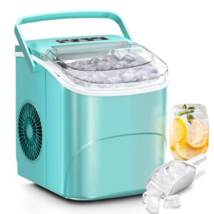 Antarctic Star Countertop Ice Maker,26Lbs/24H,9 Cubes in 6 Mins,Portable Ice Machine with Ice Scoop and Basket,2 Sizes of Bullet Ice Cube for Home Kitchen Office Bar Party