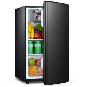 Anypro 2.7 Cu.Ft Fridge with Freezer, Single Door Refrigerator with 5 Level Temperatures and Removable Shelves, Energy Saving, Low Noise for Dorm, Office, Bedroom, Black