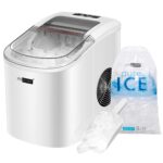 VIVOHOME Electric Portable Compact Countertop Automatic Ice Cube Maker Machine with Hand Scoop 10 Ice Bags and Self Cleaning Function 27lbs/Day White