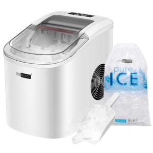 VIVOHOME Electric Portable Compact Countertop Automatic Ice Cube Maker Machine with Hand Scoop 10 Ice Bags and Self Cleaning Function 27lbs/Day White