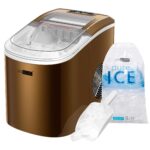 VIVOHOME Electric Portable Compact Countertop Automatic Ice Cube Maker Machine with Hand Scoop 10 Ice Bags and Self Cleaning Function 27lbs/Day Copper