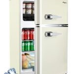 Anypro 3.2 Cu.Ft Refrigerator, Retro Double Door Fridge with Freezer, 7 Adjustable Temperature Settings, Removable Glass Shelves for Dorm, Office, Bedroom, Apartment, White