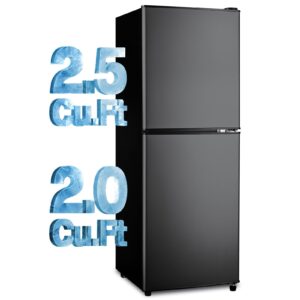Anypro 4.5 Cu.Ft Fridge with Bottom Freezer and Drawer, 2 Door Refrigerator with 7 Adjustable Temperature Settings for Bedroom, Dorm, Office, Apartment, Large Capacity, Black