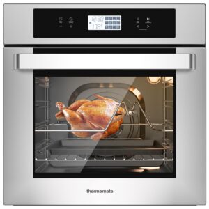 24" Electric Wall Oven, ETL Certified, ThermoMate 2.6 Cu.Ft. Built-in Wall Oven with 12 Functions, 3100W Convection Ovens, Sensor Touch Control, Safety Lock, Stainless Steel