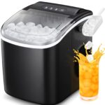 Antarctic Star Countertop Ice Maker,Portable Ice Makers with Self-Cleaning, Bullet Ice Machine, 26Lbs/24H, 9 Ice Cubes Ready in 6 Mins for Kitchen Bar Party RV, Black