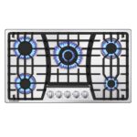 36 inch Gas Cooktop, Bulit-in Gas Stove Top with 5 Burner, NG/LPG Convertible Cooktops, 5 Burner Propane Cooktop with Thermocouple Protection, Stainless Steel