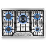 Amzgachfktch Gas Cooktop 30 Inch with 5 Italy SABAF Powerful Burners, Max 48,300 BTU/hr Gas Stove Top, Built-in 304 Stainless Steel Propane Stove, NG/LPG Convertible, CSA Certified