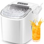 Antarctic Star Countertop Ice Maker Portable Ice Machine with Handle,Automatic-Cleaning Ice Makers, 26Lbs/24H, 9 Ice Cubes Ready in 6 Mins for Home Kitchen Party Bar White