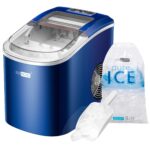 VIVOHOME Electric Portable Compact Countertop Automatic Ice Cube Maker Machine with Hand Scoop 10 Ice Bags and Self Cleaning Function 27lbs/Day Navy Blue