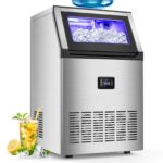 160Lbs/24H Commercial Ice Maker Machine with 35Lbs Ice Capacity, 55Pcs Clear Ice Cubes per Round in 11-20Mins, Stainless Steel Under Counter Freestanding Ice Machine Maker for Home Bar Outdoor