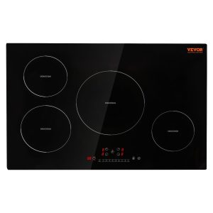VEVOR Built-in Induction Electric Stove Top 30 Inch,4 Burners Electric Cooktop,9 Power Levels & Sensor Touch Control,Easy to Clean Ceramic Glass Surface,Child Safety Lock,240V