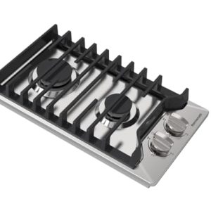 12 Inch Gas Cooktop, ThermoMate Heavy Built In Gas Rangetop with 2 High Efficiency SABAF Burners, NG/LPG Convertible 304 Stainless Steel Gas Stove Top with Flame Out Protection, CSA Certified