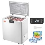 VEVOR Chest Freezer, 5 Cu.ft Compact Deep Freezer, Free Standing Top Open Door Compact Freezers with 2 Removable Baskets & Adjustable Thermostat, Energy Saving & Low Noise, White