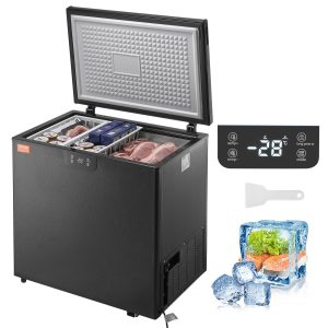 VEVOR Chest Freezer, 7 Cu.ft Compact Deep Freezer, Free Standing Top Open Door Compact Freezers with 2 Removable Baskets & Adjustable Thermostat, Energy Saving & Low Noise, Black