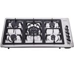 34 Inch Gas Cooktop Stainless Steel 5 Burners Stovetop Dual Fuel Gas Stove Convertible NG/LPG Gas Hob DT5839