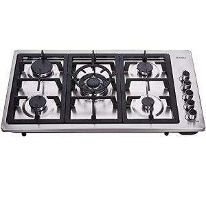 34 Inch Gas Cooktop Stainless Steel 5 Burners Stovetop Dual Fuel Gas Stove Convertible NG/LPG Gas Hob DT5839
