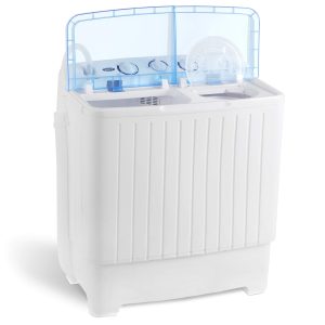 ZENY Portable Washing Machine Compact Twin Tub Laundry Washing Machine 17.6lbs Capacity, Mini Washer Dryer for Apartment RV Travelling,Semi-Automatic, 11lbs Washer, 6.6lbs Spinner